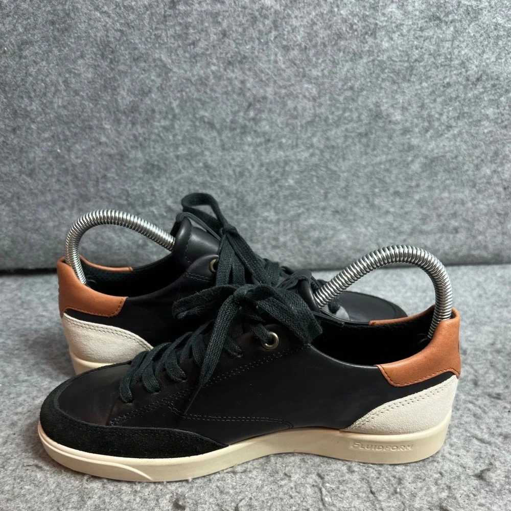 ECCO Street Lite Retro Black Leather Suede Sneakers EU 37 Low Top Lace Up